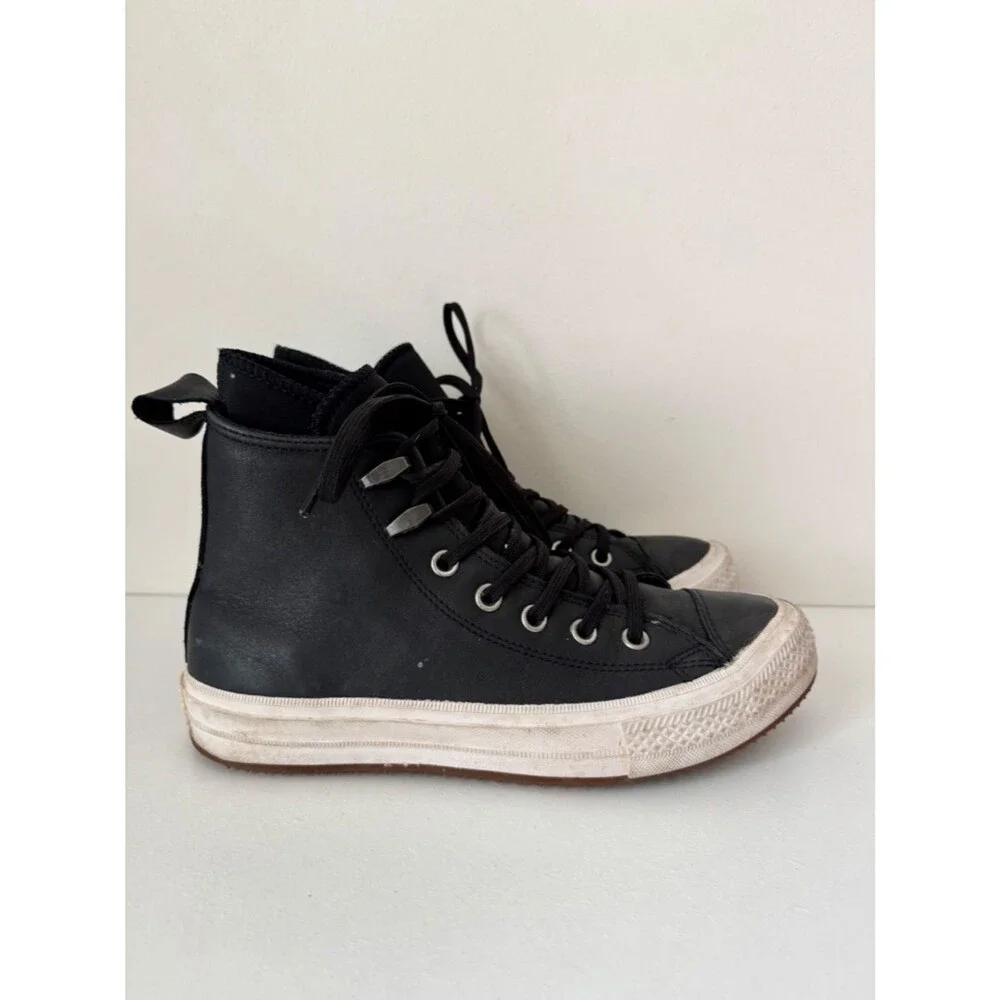 Converse Chuck Taylor All Star Waterproof Leather Boot High Top Black Women's 8